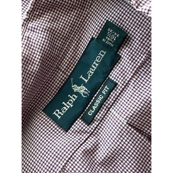Ralph Lauren Classic Fit Purple Gingham Button-Down Shirt Long Sleeve 16 1/2 XXL - Picture 5 of 5